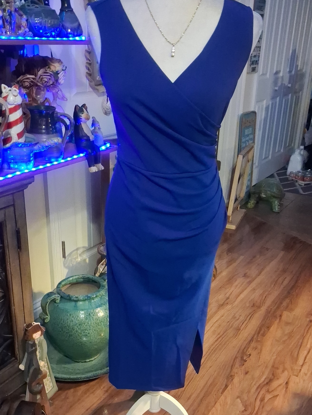 A New Woman's Navy  Blue Elegant Sheath Dress By Allegra K  Size XS